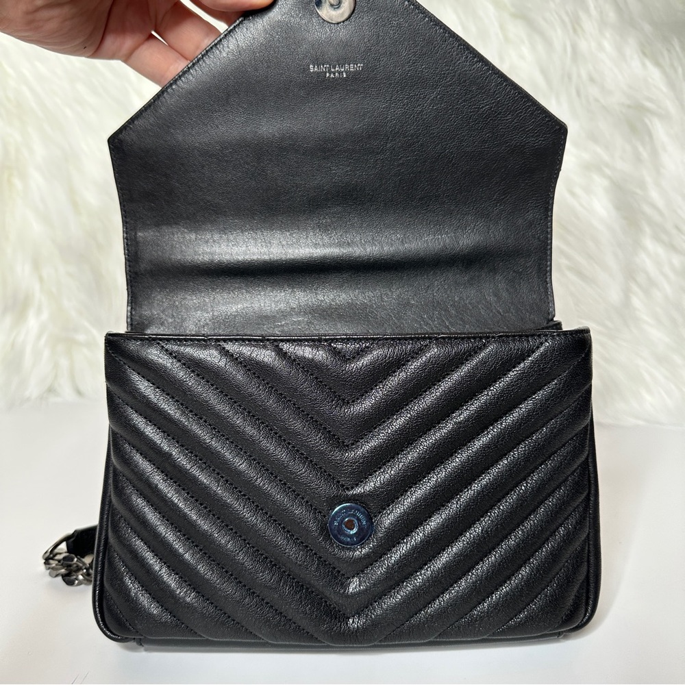 Yves Saint Laurent College Medium Matelasse Lambskin V-Flap Crossbody - Picture 8 of 14